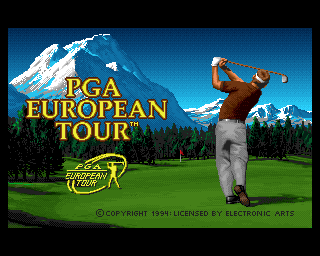 PGA European Tour title screen for Amiga CD32